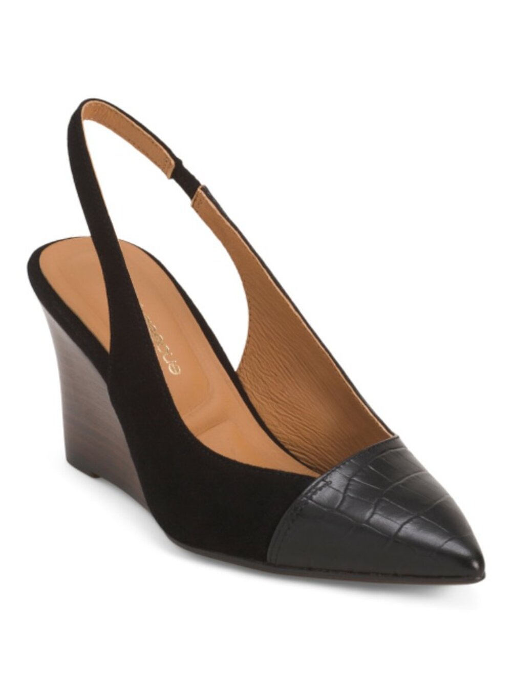 ANDRE ASSOUS Patent Leather And Suede Laina Wedge Heels